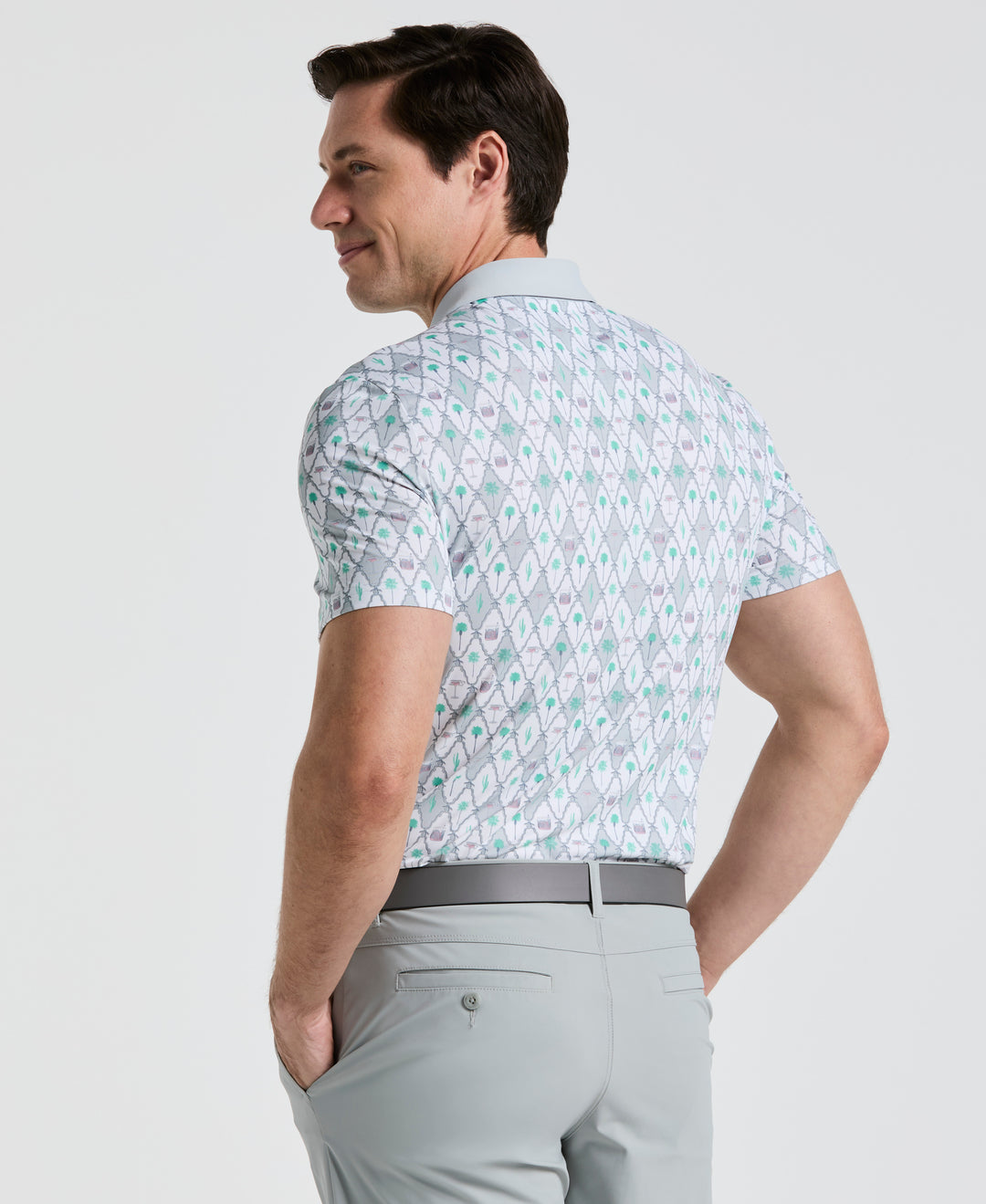 Lattice Cocktail Earl Print Golf Polo (Bright White) 