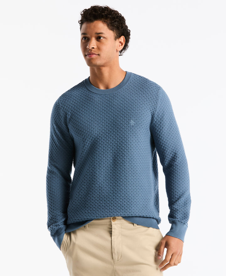 Geo Textured Crewneck Sweater