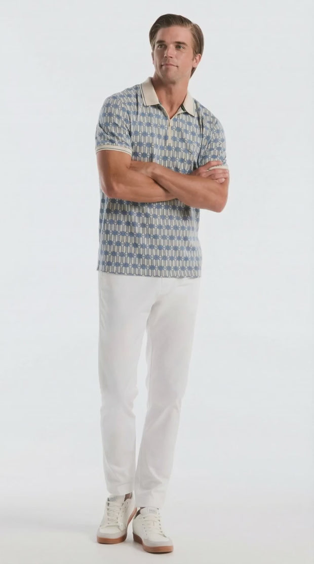 Jacquard Deco Quarter Zip Polo – Original Penguin US