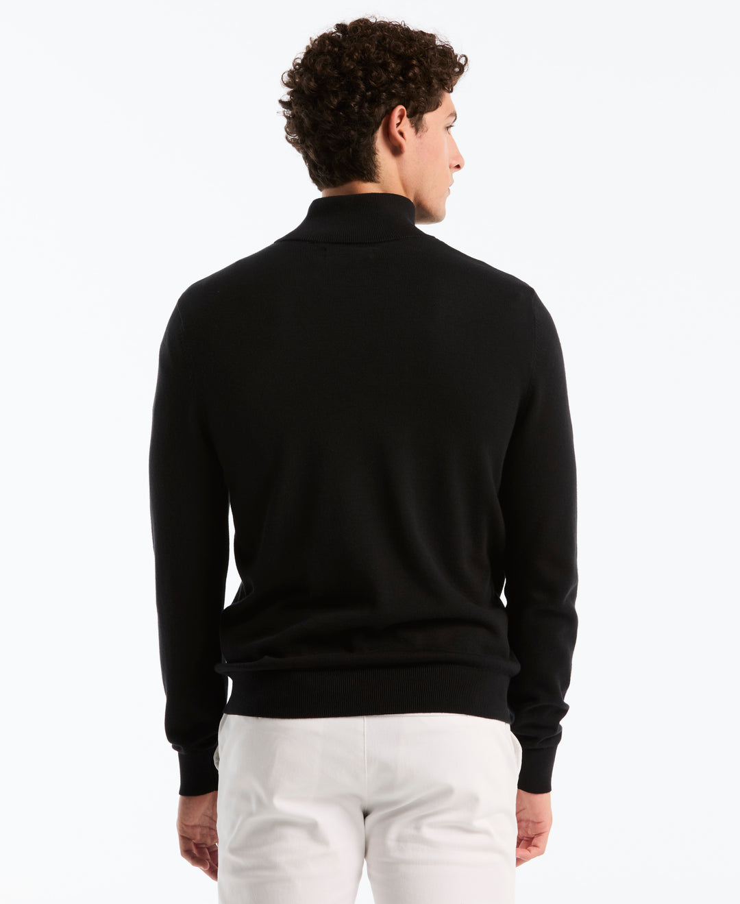 1/4 Zip Cotton Jersey Sweater (True Black) 