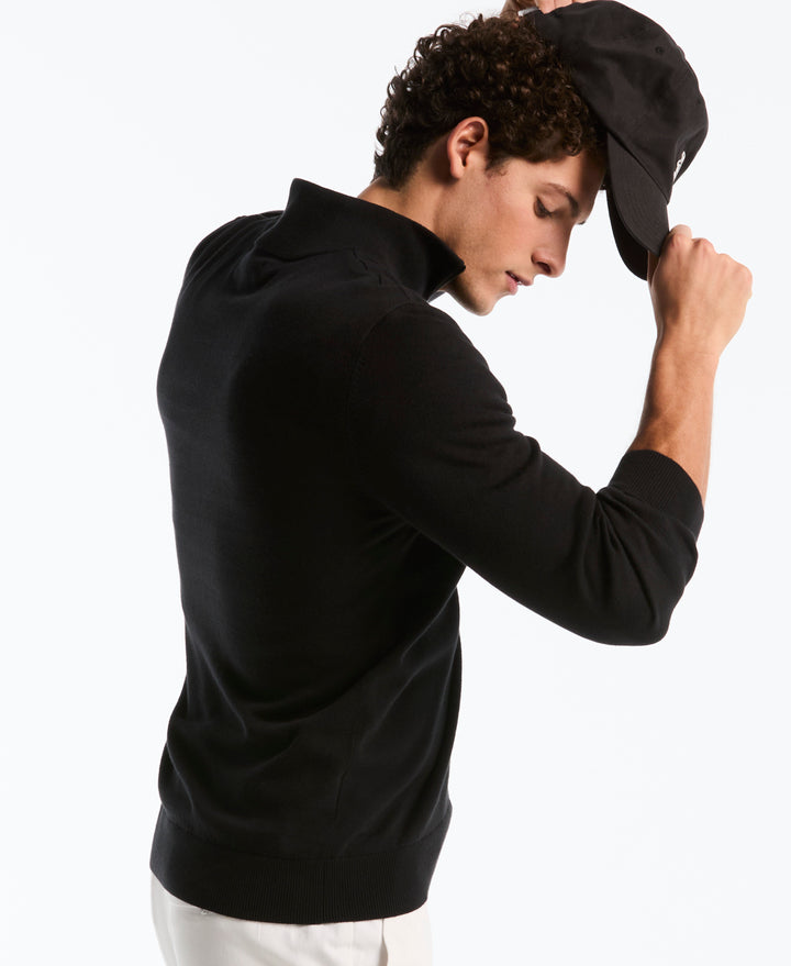 1/4 Zip Cotton Jersey Sweater (True Black) 