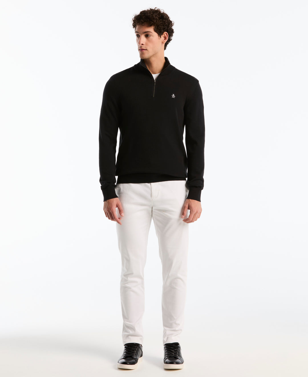 1/4 Zip Cotton Jersey Sweater (True Black) 