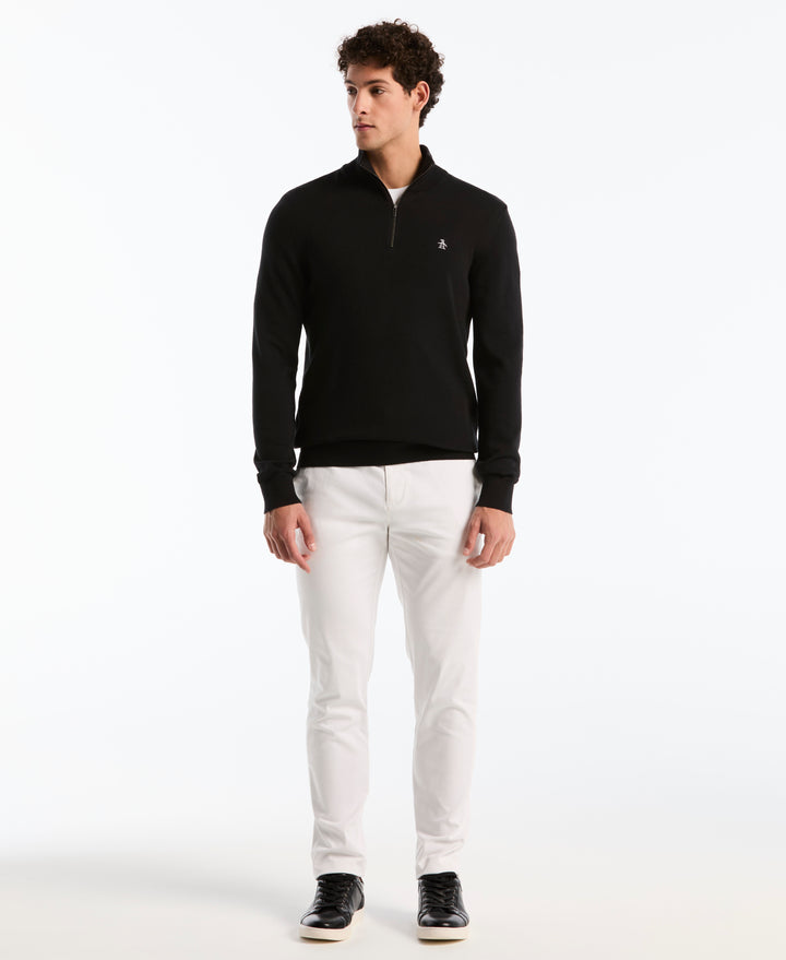 1/4 Zip Cotton Jersey Sweater (True Black) 