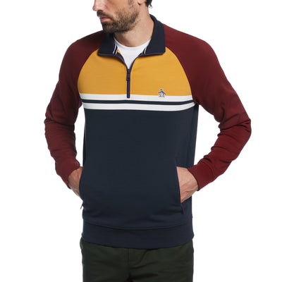 Colour Block Quarter Zip Sweater (Dark Sapphire) 