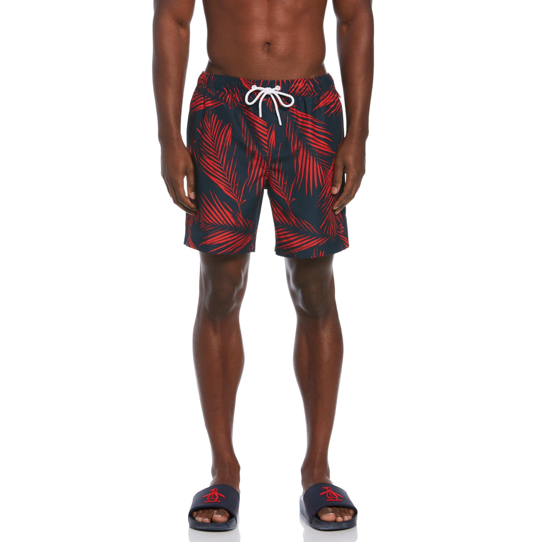 Leaf Print Swim Short (High Risk Red) 