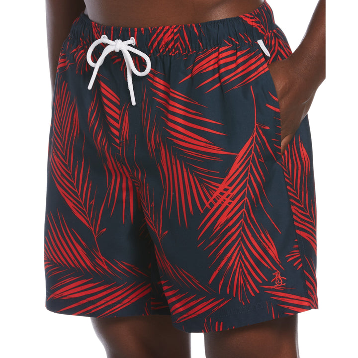 Leaf Print Swim Short (High Risk Red) 