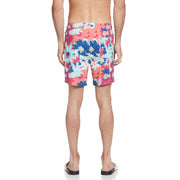 Abstract Floral Swim Shorts (Hot Coral) 