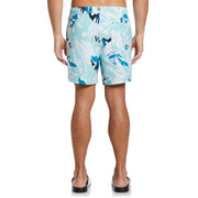 Abstract Tropical Print Swim Shorts (Aruba Blue) 