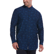 Big & Tall Woven Jacquard Denim Shirt (Dark Sapphire) 