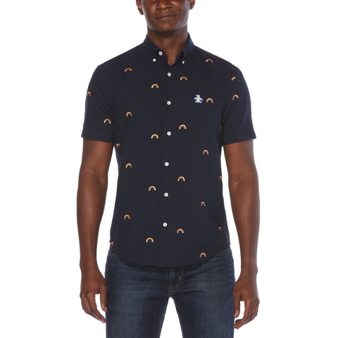 Big & Tall Pride Rainbow Print Oxford Button-Down Shirt-Shirts-Dark Sapphire-5XLT-Original Penguin