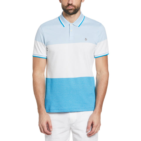 Birdseye Color Block Polo (Bright White) 