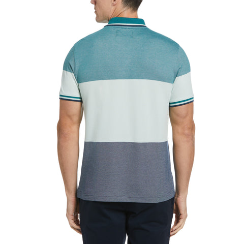 Birdseye Color Block Polo (Pacific) 