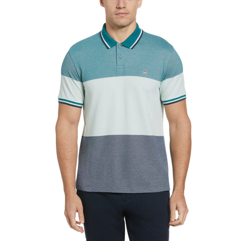 Birdseye Color Block Polo (Pacific) 