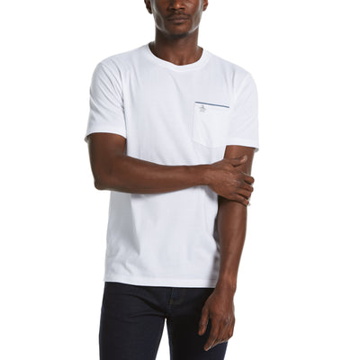 Chambray Trim Tee-Tees-Bright White-M-Original Penguin