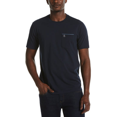 Chambray Trim Tee-Tees-Dark Sapphire-XL-Original Penguin