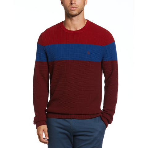 Chest Stripe Waffle Shirt (Cabernet) 