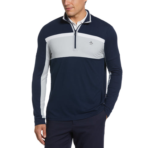 Color Block 1/4 Zip Sweater (Black Iris) 