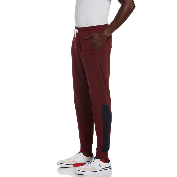 Slim Fit Color Block Fleece Jogger (Tawny Port)