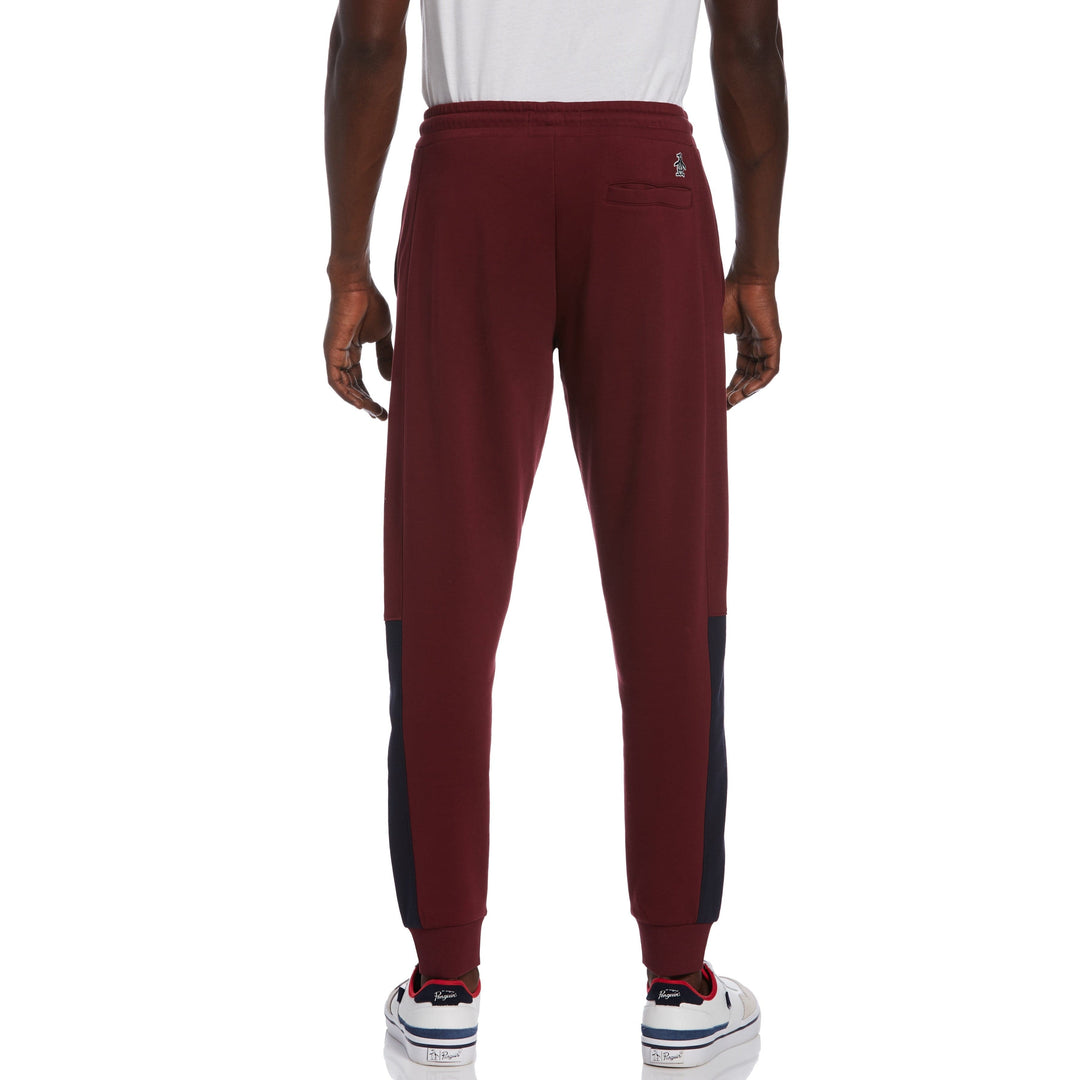 Slim Fit Color Block Fleece Jogger (Tawny Port)