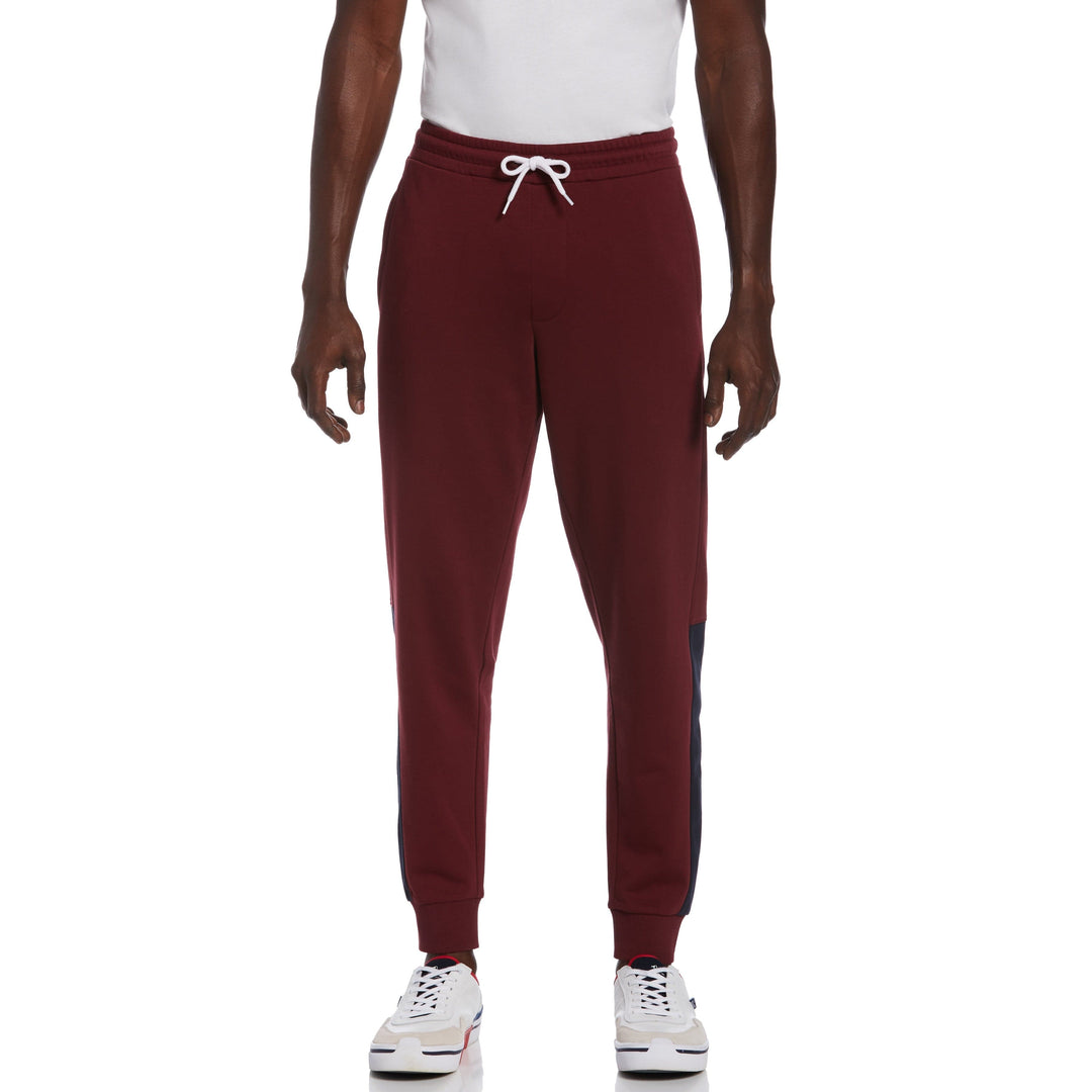 Slim Fit Color Block Fleece Jogger (Tawny Port)