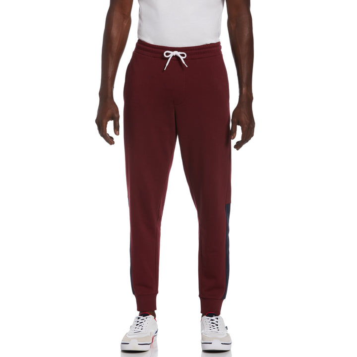 Slim Fit Color Block Fleece Jogger (Tawny Port)