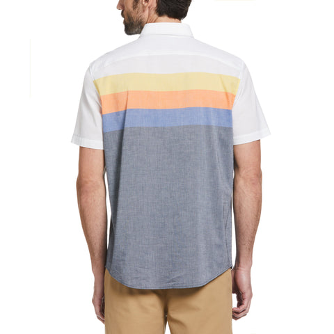 Color Block Stripe Shirt (Russet Orange) 
