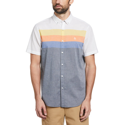 Color Block Stripe Shirt (Russet Orange) 