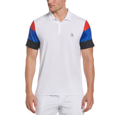 Performance Color Block Polo (Bright White) 