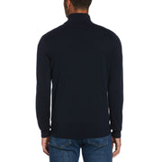 Combed Cotton Quarter Zip Sweater (Dark Sapphire) 
