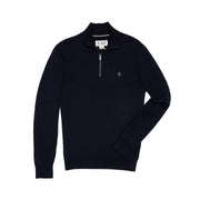 Combed Cotton Quarter Zip Sweater (Dark Sapphire) 