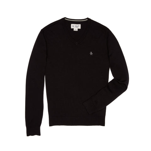 Combed Cotton V-Neck Sweater-Sweaters-Original Penguin
