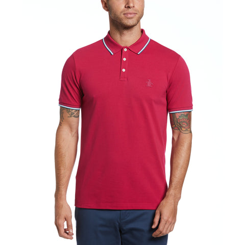 Dual Striped Tipping Polo (Sangria) 