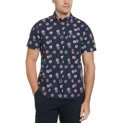 EcoVero™ Blend Hibiscus Print Shirt (Dress Blues) 