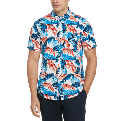EcoVero™ Blend Leaf Print Shirt (Bright White) 