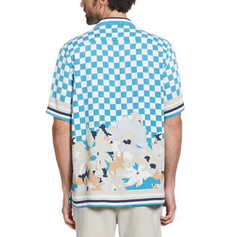 EcoVero™ Check Camp Collar Shirt (Mosaic Blue) 