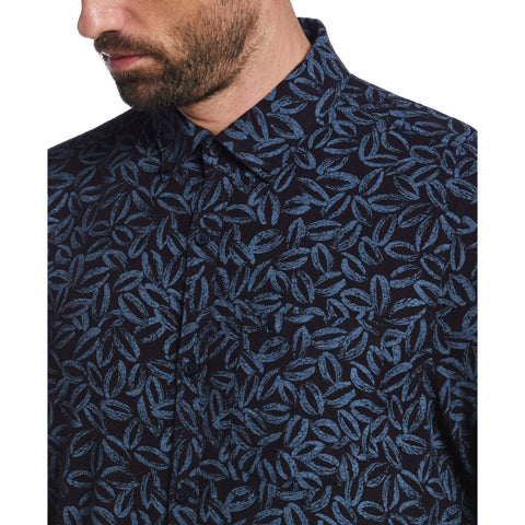 EcoVero™ Linen Blend Oval Print Shirt (Dark Sapphire) 