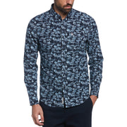 EcoVero™ Blend Scenic Print Woven Stretch Shirt (Dark Sapphire) 