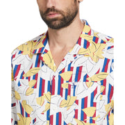 Ecovero™ Stripe Leaf Print Camp Collar Shirt (Limoges) 