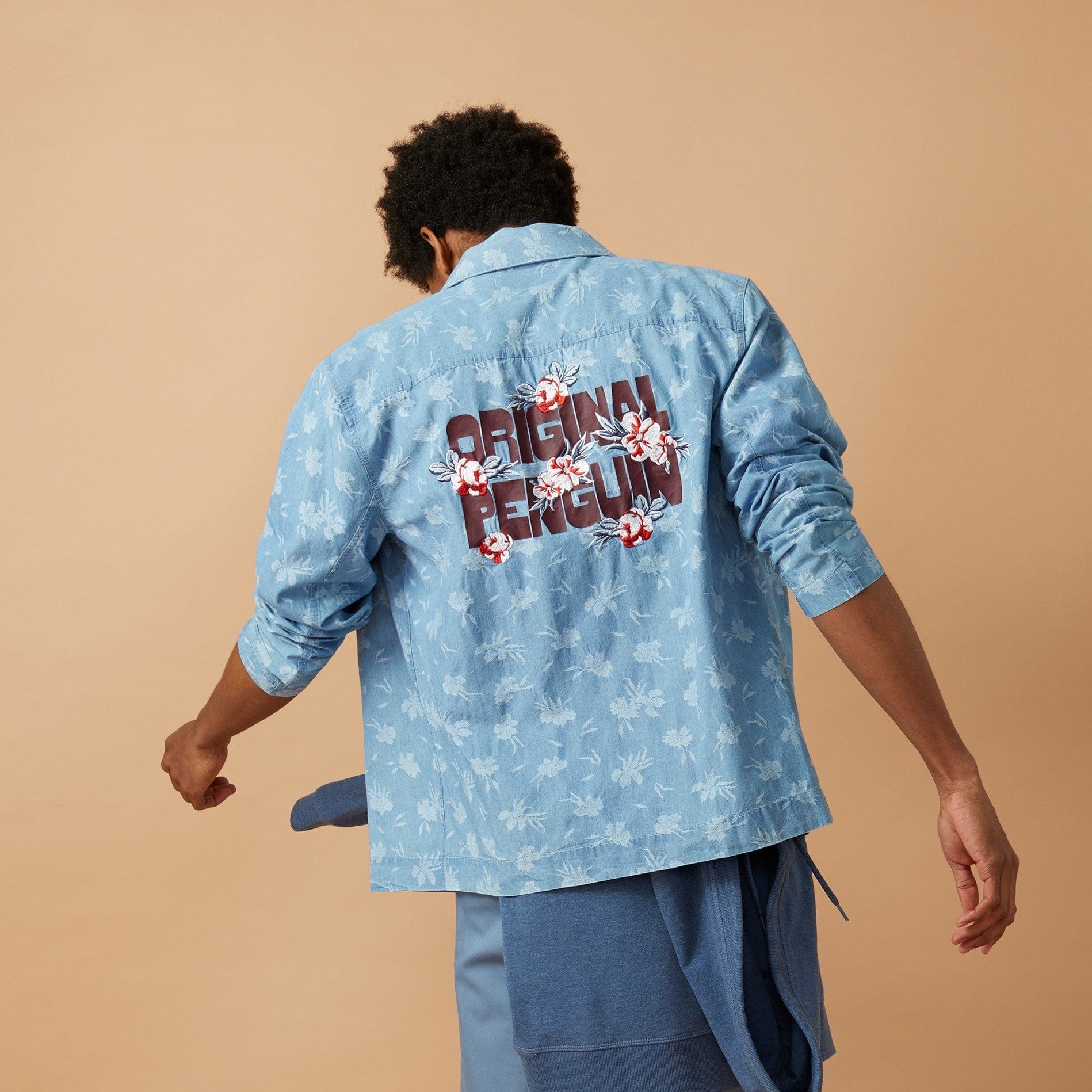 Embroidered Floral Print Denim Jacket | Original Penguin US