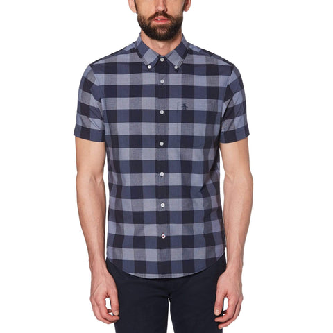 End-on-End Plaid Shirt Dark Sapphire / S