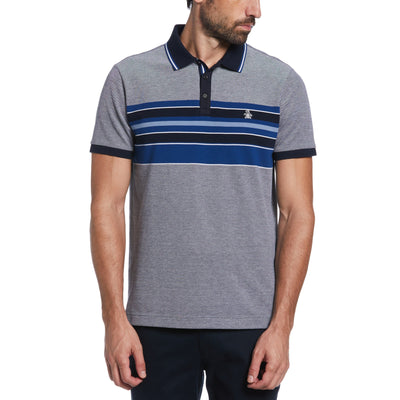 Birdseye Pique Engineered Stripe Polo (Dark Sapphire) 