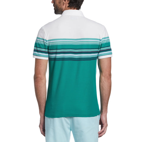 Engineered Stripe Pique Polo (Shady Glade) 