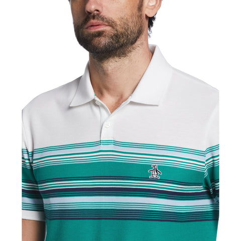 Engineered Stripe Pique Polo (Shady Glade) 