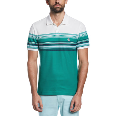 Engineered Stripe Pique Polo (Shady Glade) 