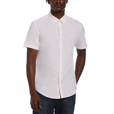 Feeder Stripe Linen Shirt-Shirts-Parfait Pink-XXL-Original Penguin