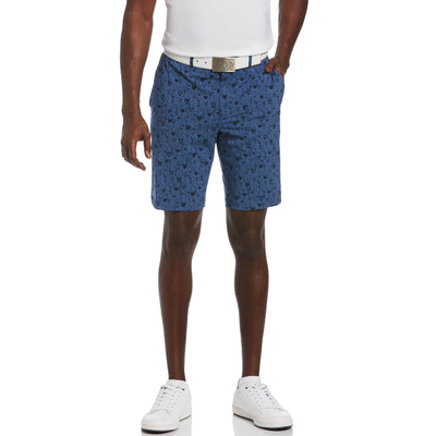 Flat Front Printed Hybrid Golf Short-Golf Shorts-Black Iris-44-Original Penguin