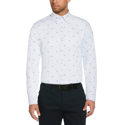 Floral Dobby Check Dress Shirt-Dress Shirts-Light Blue Dobby-16.0-34-35-Original Penguin