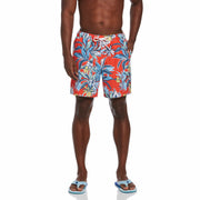 Floral Print Swim Short-Swim-Spicy Orange-M-Original Penguin