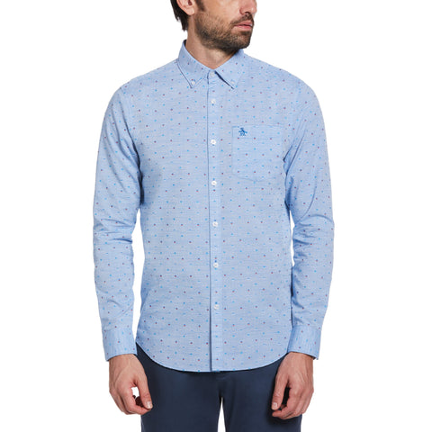 Geometric Print Dobby Shirt (Imperial Blue) 