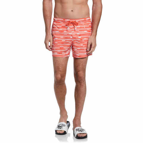 Glitch Print Swim Short (Hot Coral) 